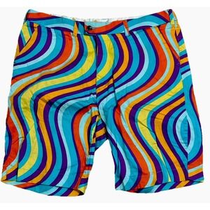 Loudmouth Golf Shorts Colorful Groovy Psychedelic Swirl Pattern Size 40 EUC‎
